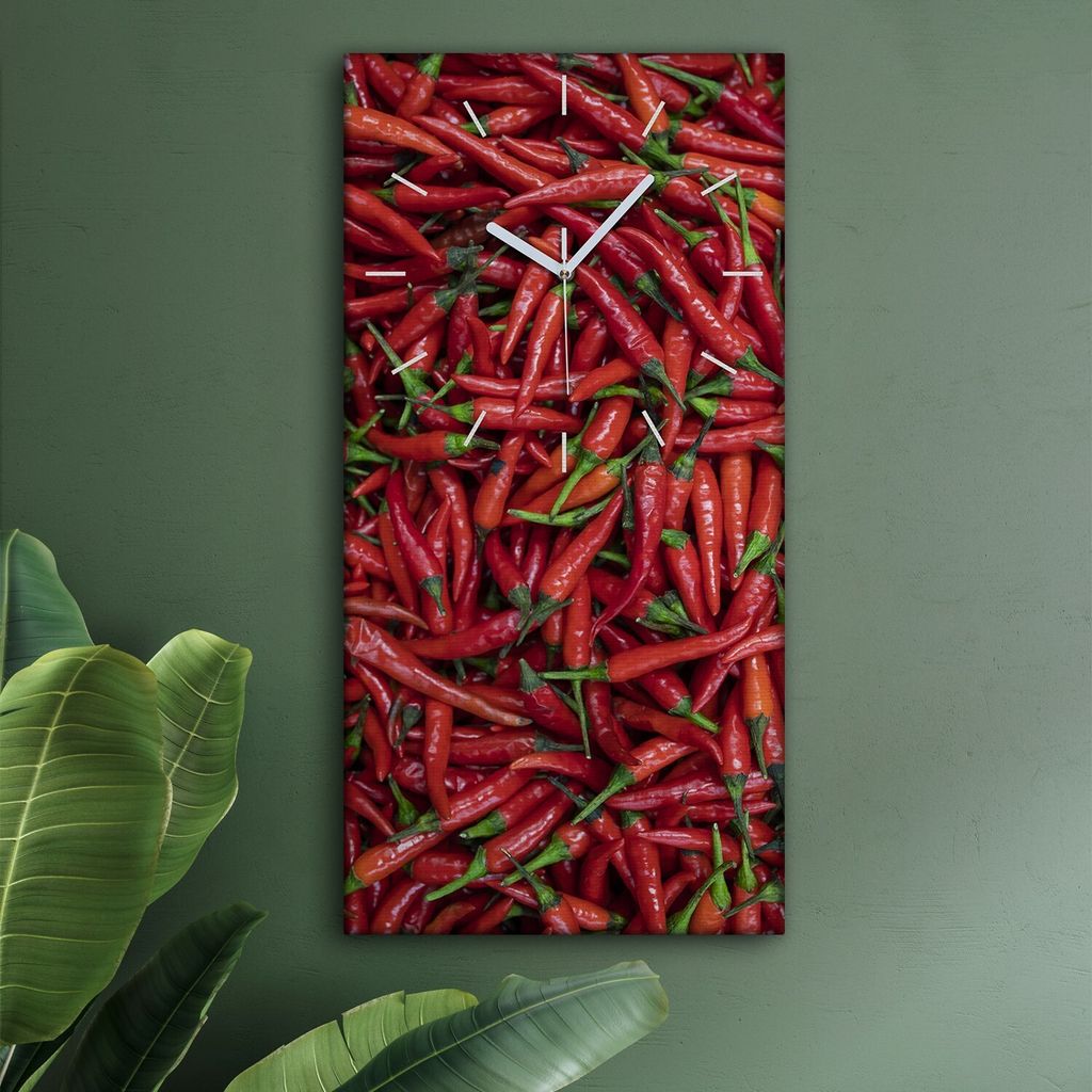 Wohnzimmer Leinwand Uhr Geräuschlos Küche 30x60 Paprika, Produktbild 