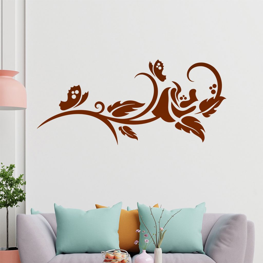 Falter Schmetterling Ranke Wandtattoo in 6 Größen - Wandaufkleber Wall Sticker - Dekoration, Küche, Wohnzimmer, Schlafzimmer, Badezimmer
