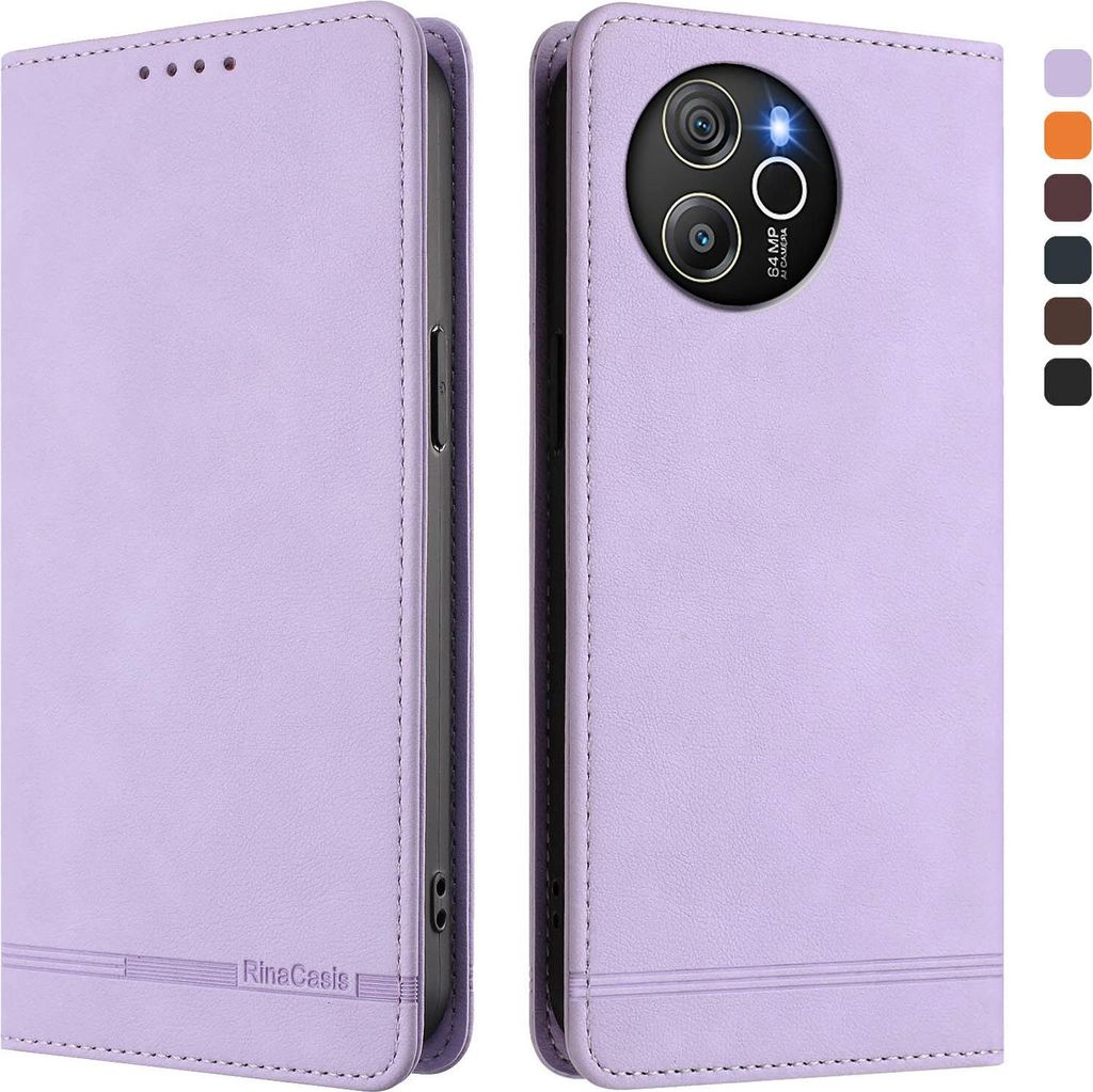 Hülle für Blackview Shark 8 /Oscal Tiger 12, Retro Kunstleder Ständer Klapphülle mit Kartenfächer und Magnetische Violett