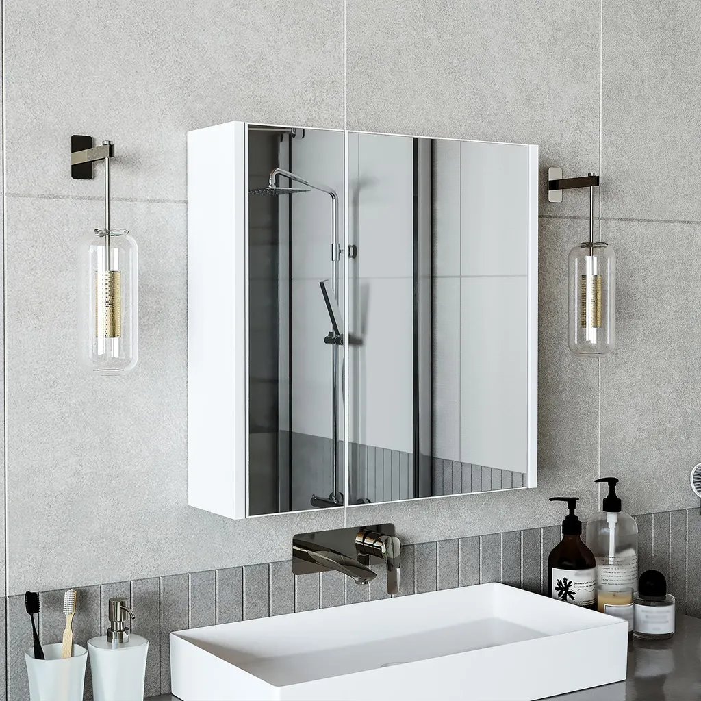 Meuble haut de salle de bains blanc ATRIA-65 - Armoire murale 60 cm