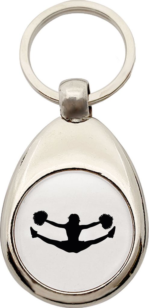 Huuraa Schlüsselanhänger Cheerleader Silhouette Metall Schlüsselring Einkaufswagenchip Geschenkidee