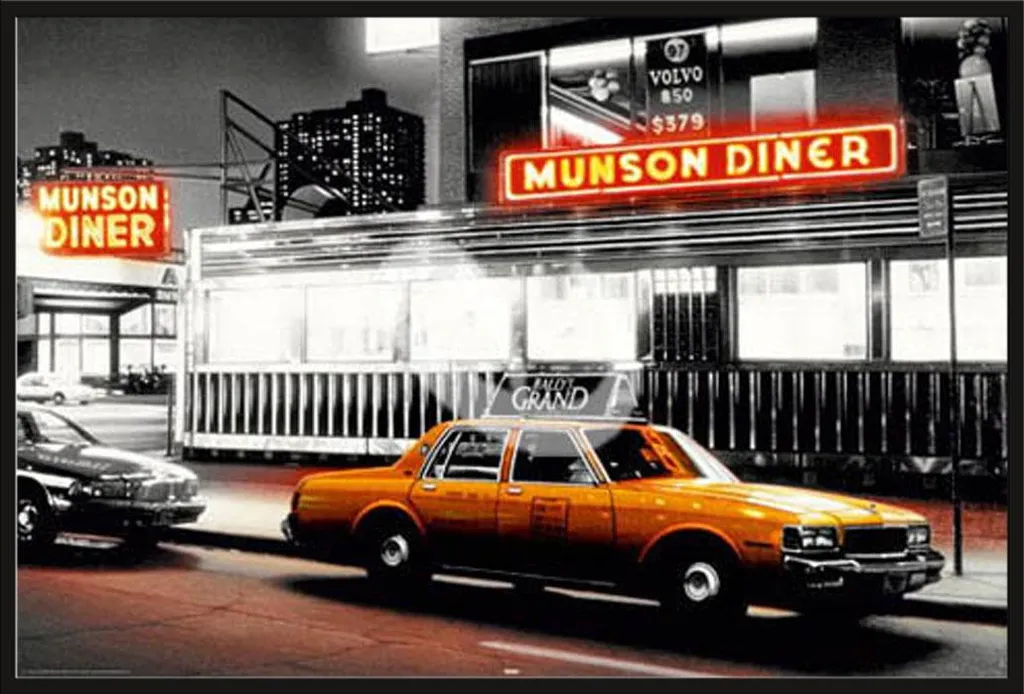 Affiche Las Vegas Munson Diner Taxi avec Cadre Shinsuke Maxi Noir