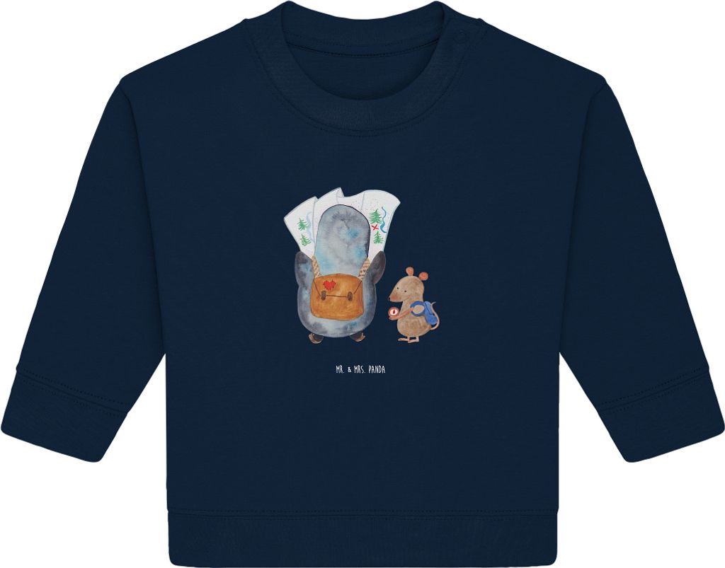 Mr. & Mrs. Panda Organic Baby Pullover Pinguin & Maus Wanderer 24. - 36. Monat - French Navy - Geschenk, Abenteuer, Bullover, Wandern, Roadtrip, Au...