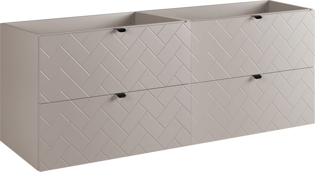 Badezimmerschrank, Kaschmir mit schwarzer Griff, 160 x 57 x 46 cm