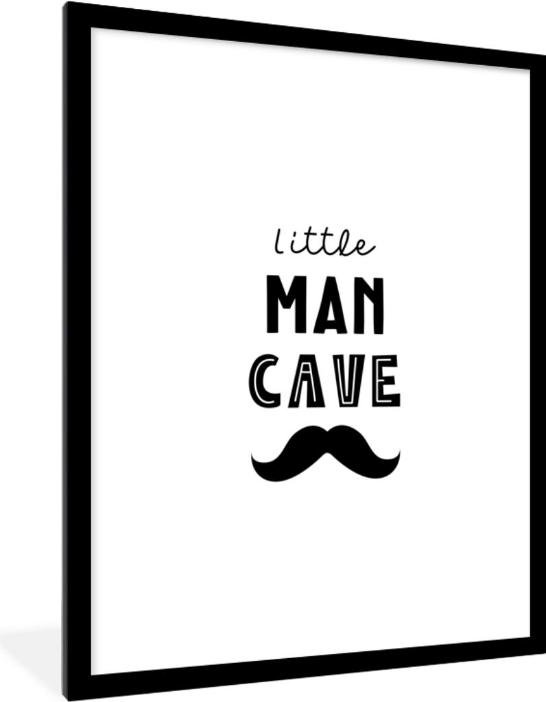MuchoWow Gerahmtes Poster Zitate - Kleine Männerhöhle - Sprichwörter - Jungen - Kind 60x80 cm - Poster mit Schwarzem Bilderrahmen Wandposter R...