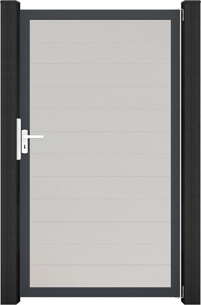 GroJa BasicLine PVC Stecksystem schmal Universal Einzeltor mit Anthrazitrahmen weiss