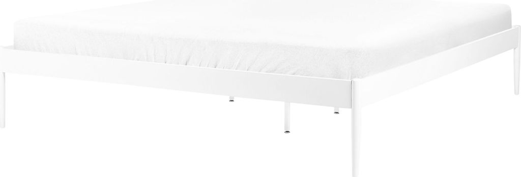 BELIANI Bett Weiß Metall 180 x 200 cm Solides Gestell Fest Integrierter Lattenrost Modern Industrieller Stil Doppelbett Metallbett Schlafzimmer