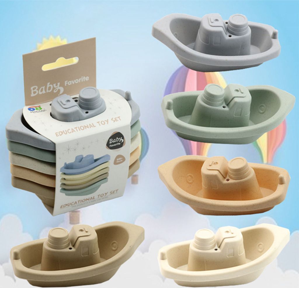 Kinder Badewannenspielzeug 5 farbenfrohe Boote aus Produktbild 1