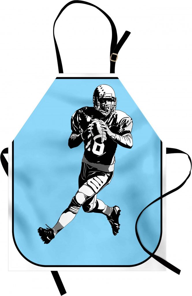 ABAKUHAUS Sport Kochschürze, Amerikanische Fußball-Liga-Spiel-Rugby-Spieler Lassen ursprüngliche Retro- Illustration Laufen, Maschienenwaschbar ...