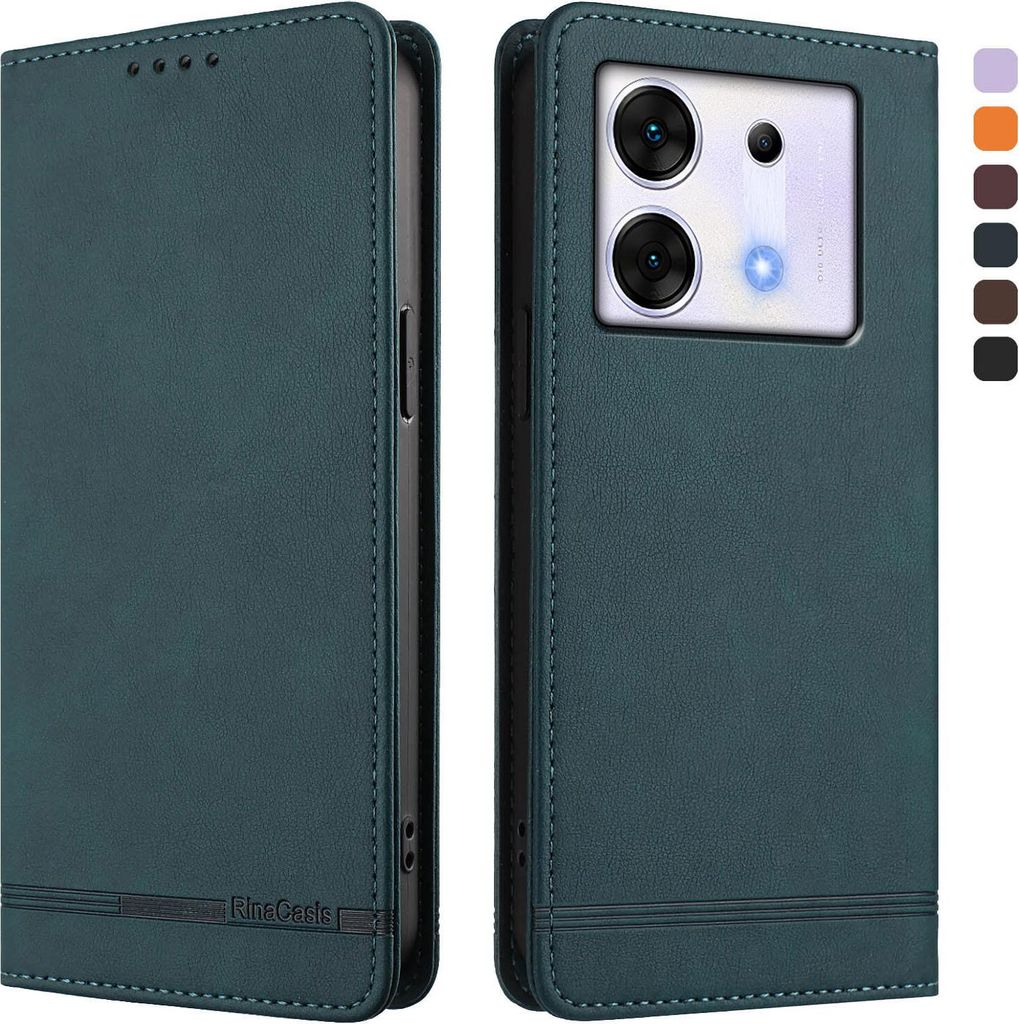 Hülle für Infinix Zero 30 5G, Retro Kunstleder Ständer Klapphülle mit Kartenfächer und Magnetische Grün