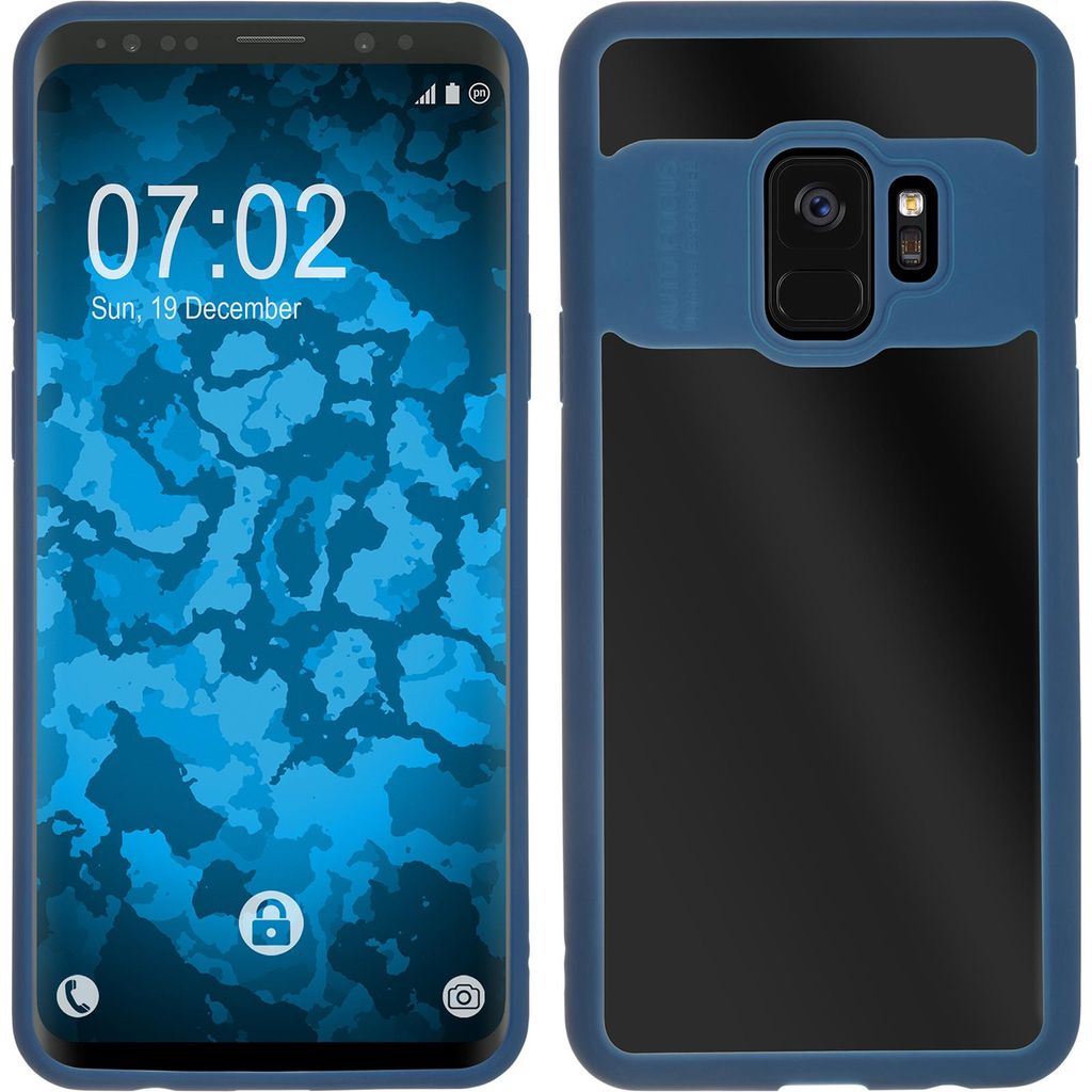 PhoneNatic Case kompatibel mit Samsung Galaxy S9 - Hülle blau Margin Hard-case Cover