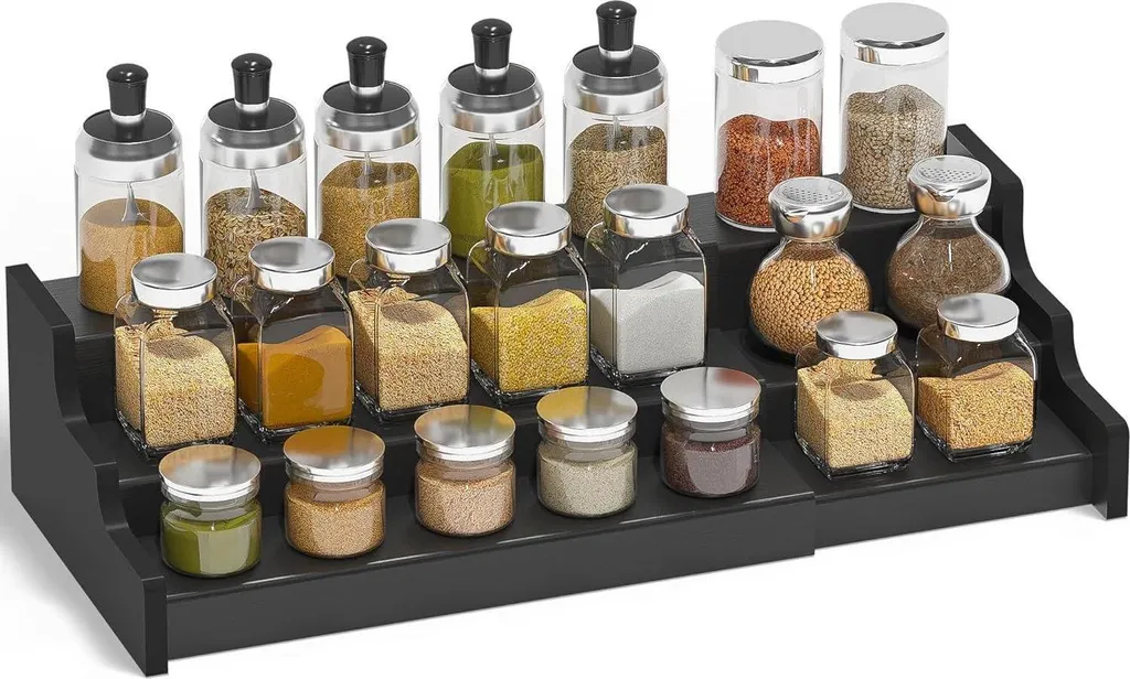 Scaffale Spezie Bambù Nero Ruichang 3 Livelli | Scelta Eco-Sostenibile Cucina