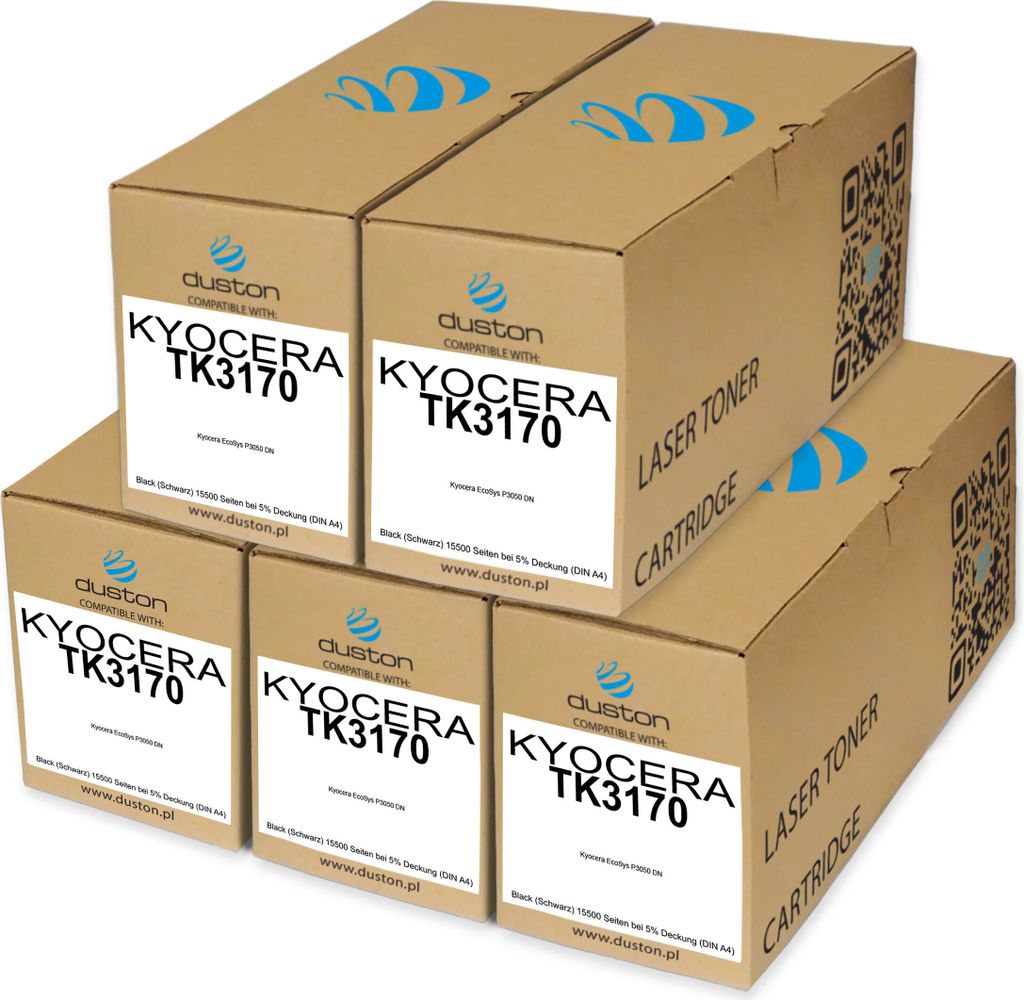 5x TK3170, TK-3170 Toner Druckertoner Patrone Schwarz kompatibel mit Kyocera EcoSys P3050DN P3055DN P3060DN