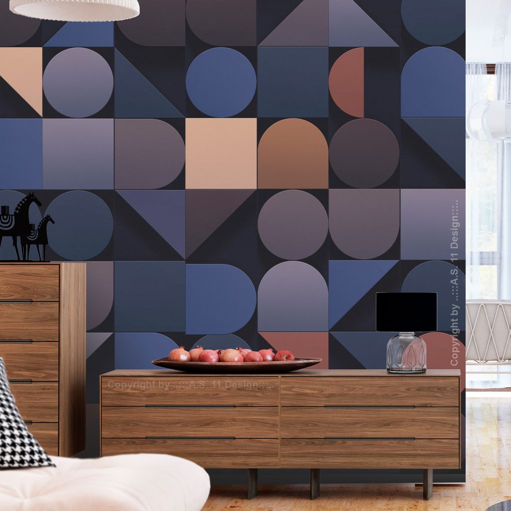 PURO TAPETE - Realistische Tapete ohne Rapport und Versatz 10m Vlies Tapetenrolle Wandtapete modern design Fototapete – geometrisch f-A-0848-j-a