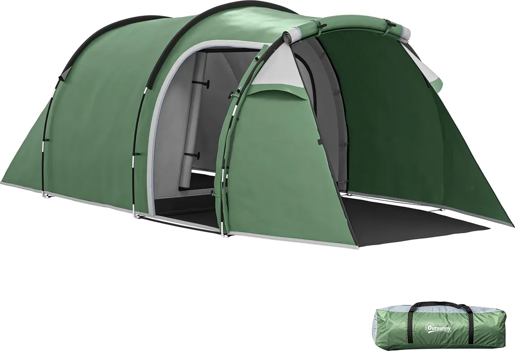 Outsunny Tente tunnel familiale 2-3 personnes étanche 4,26 x 2,06 m verte