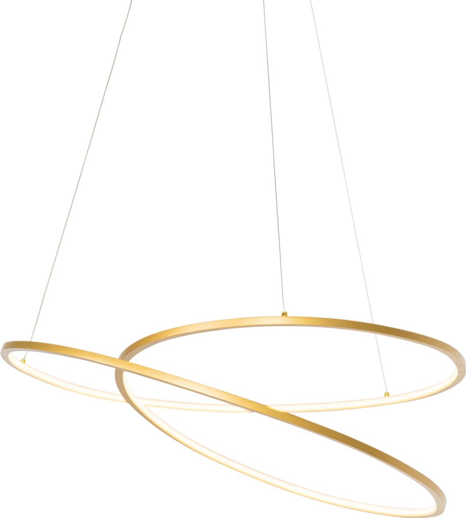 QAZQA - Design Hängelampe I Pendellampe I Pendelleuchte Gold I Messing 72 cm inkl. LED 3-stufig dimmbar - Rowan Dimmer I Dimmbar I Wohnzimmer I Sc...
