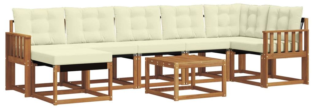 vidaXL Outdoor-Sofagarnitur mit Kissen 8 pcs Natur und Creme