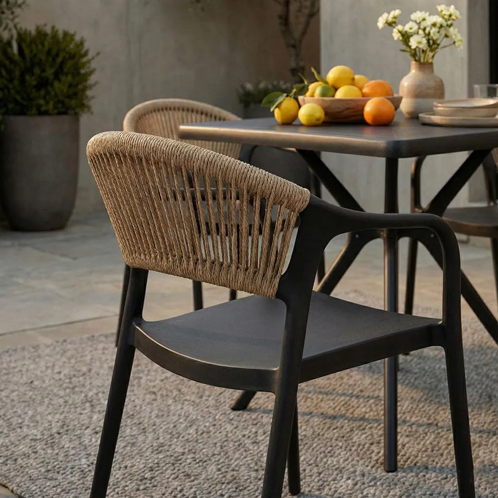 Chaises extérieures résistantes aux intempéries en polypropylène noir (x6)
