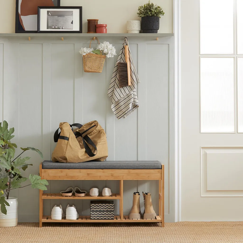 Meuble d'entrée NATUR : banc de rangement chaussures style scandinave - 2