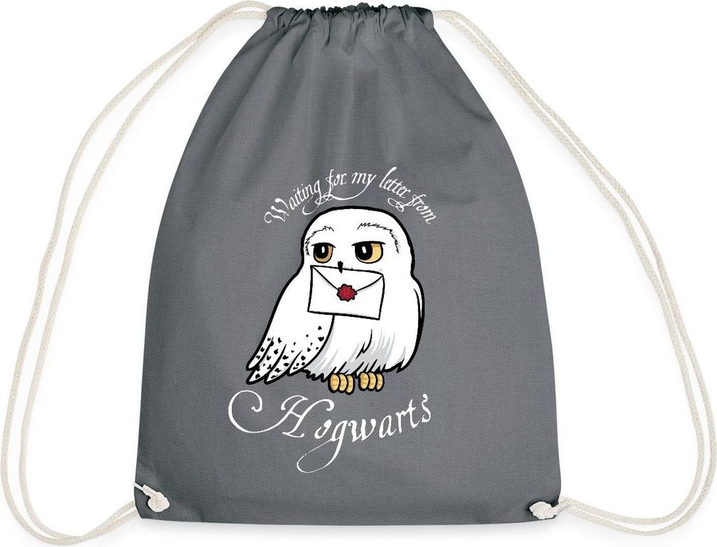 Spreadshirt Harry Potter Hedwig Brief Turnbeutel, One size, Grau