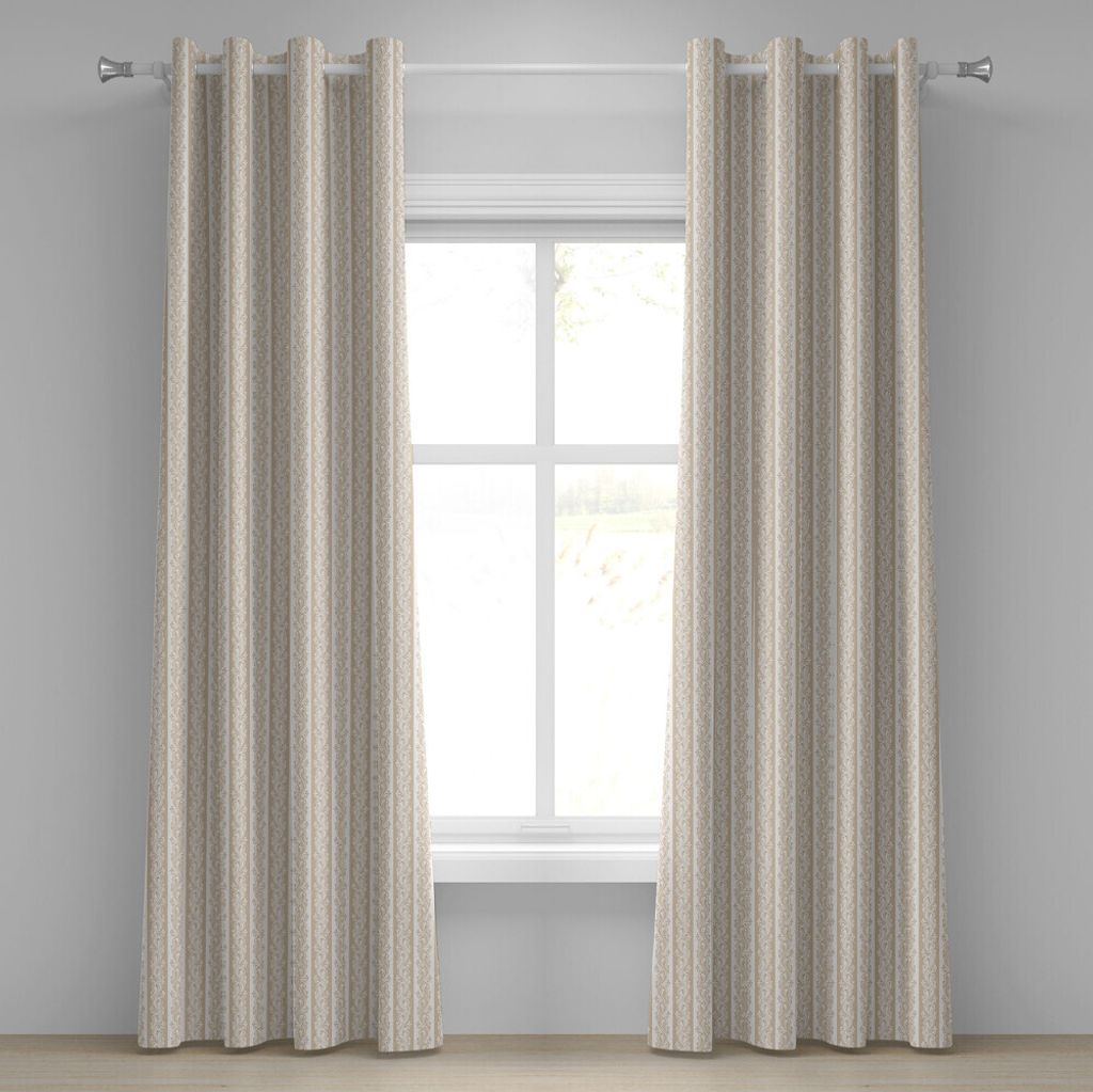 ABAKUHAUS Elfenbein Ösenvorhang, Viktorianischer Wirbel im gestreiften Muster-barocken Art-Renaissance-Inspirations-künstlerischem Bild, Dekorati...