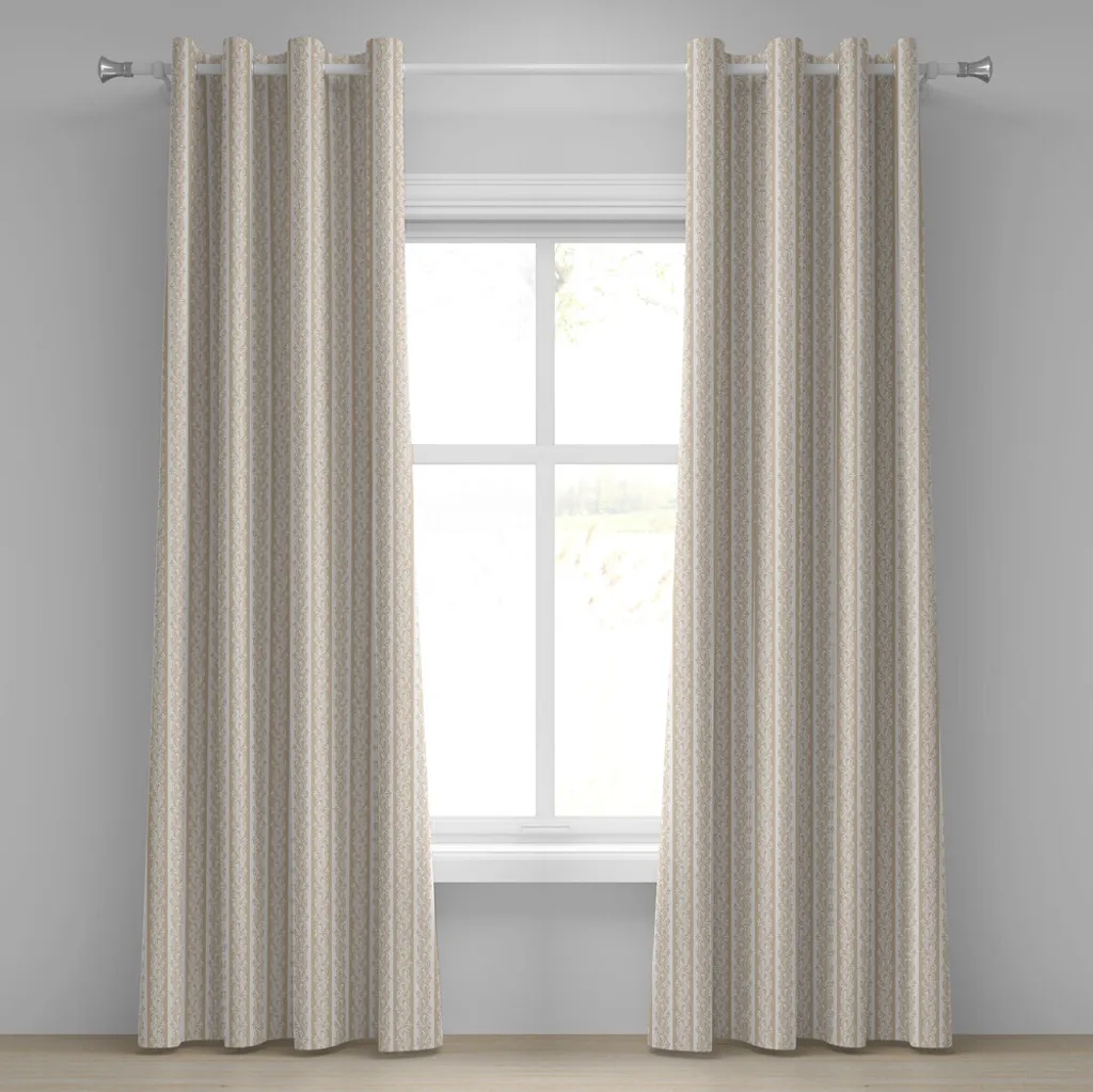 Paire de rideaux décoratifs style baroque crème pour grand salon
