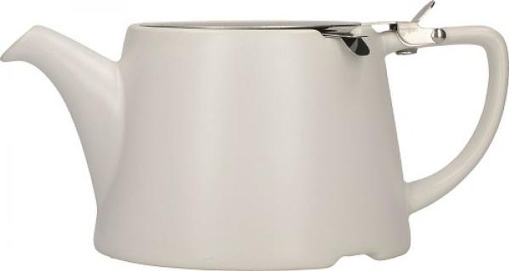 London Pottery Company 43220 - Ovale Teekanne mit losem Tee-Ei, Steingut, Steingut, weiß satiniert, 3 Cup Loose Leaf Teapot