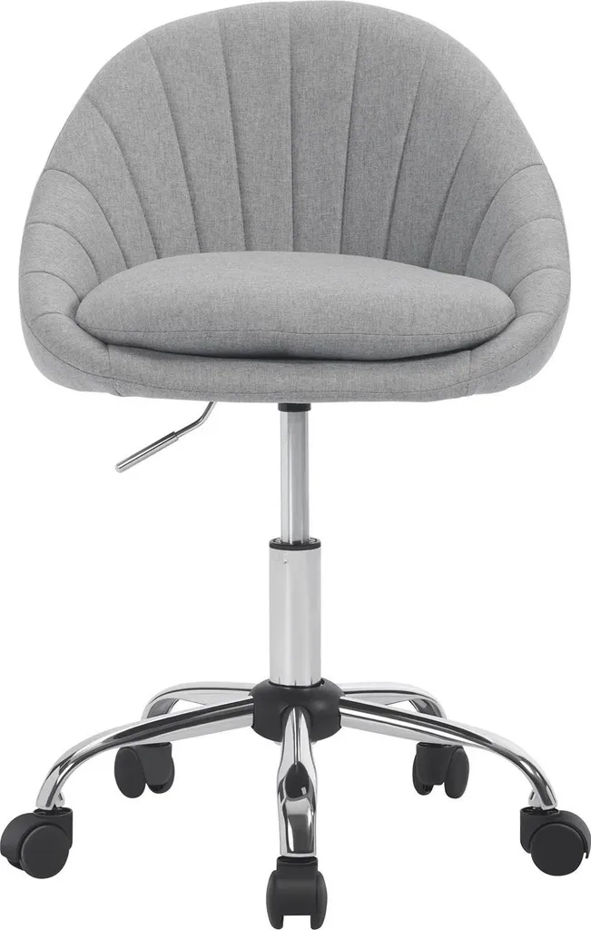 Chaise de bureau pivotante ergonomique grise en tissu avec roulettes