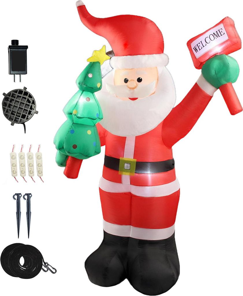 Aufblasbarer Weihnachtsschneemann mit LED-Beleuchtung, großer aufblasbarer Schneemann mit schwarzem Hut für Garten, Terrasse, Rasen und Partydeko...