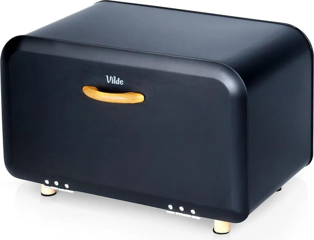 Vilde Luxury Bread Box Nero Metallo - Contenitore Pane XL Alta Qualità