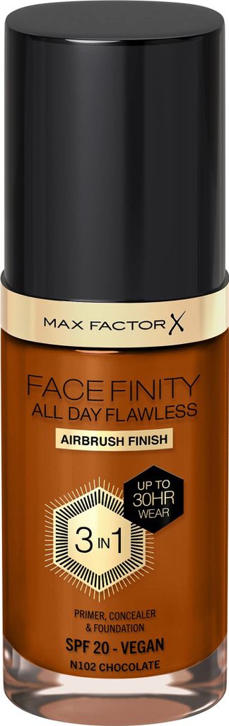 Max Factor Facefinity All Day Flawless 3 In 1 Foundation N102-Chocolate 30ml