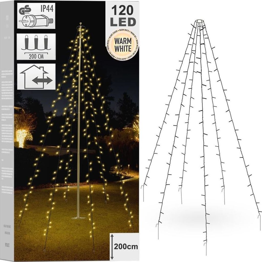 Éclairage du mât du drapeau, 120 LED blanc chaud H 2 m Image du produit 
