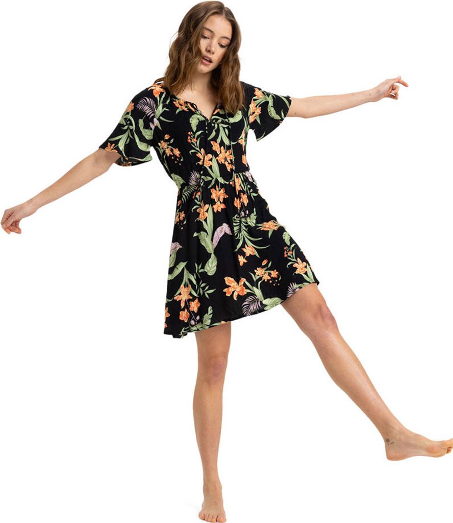 Roxy Tropical Tides Crinkle Kurzes Kleid Schwarz XS Frau Schwarz XS