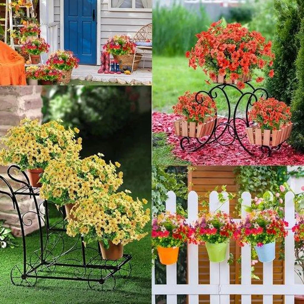 Fleurs artificielles traitées anti-UV lot de 10 pour déco véranda durable