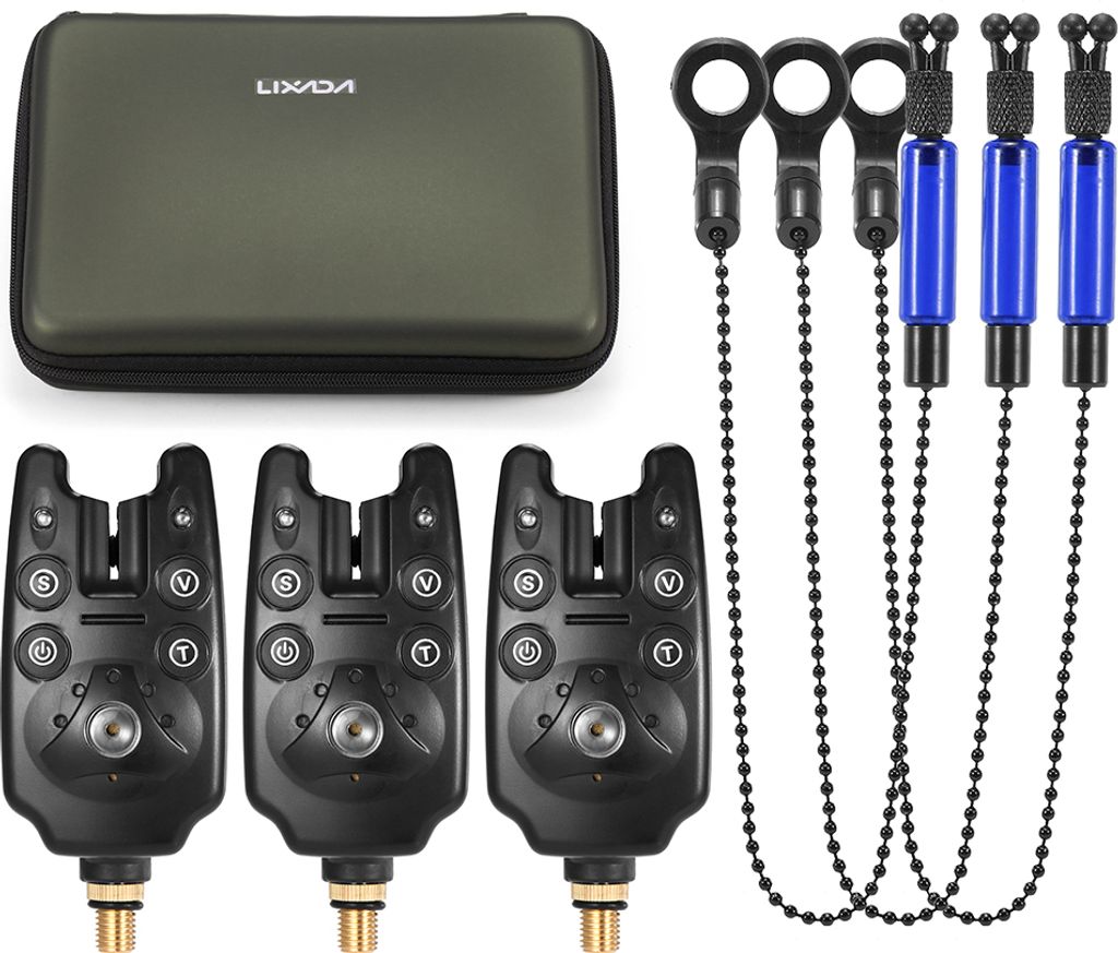 Lixada Fishing Bite Alarms Chain Alert Swinger Set Digitales Fishing Alarm Kit LED-Alarmanzeige Alert Fishing Swinger Angelgerät mit Reißverschlu...
