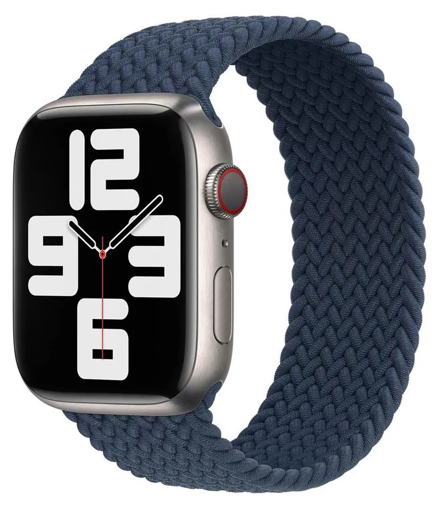 Fascia da braccio originale Apple intrecciata Solo Loop 42/44/45mm Gr. 4 Abyss Blue OVP
