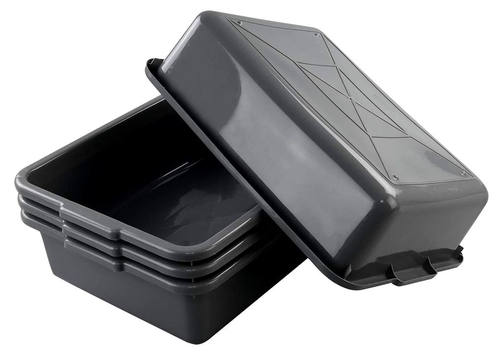 Flache Waschbecken-Schüsseln, 13 Liter, für Gastronomie, Lebensmittelaufbewahrung (grau), 4 Stück