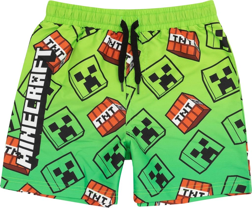 Minecraft - Badeshorts für Jungen NS7514 (140) (Grün/Schwarz)