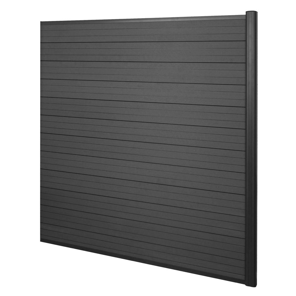 WPC-Sichtschutz Savoie, Windschutz Zaun, Alu Premium Erweiterungselement, 1,85m anthrazit