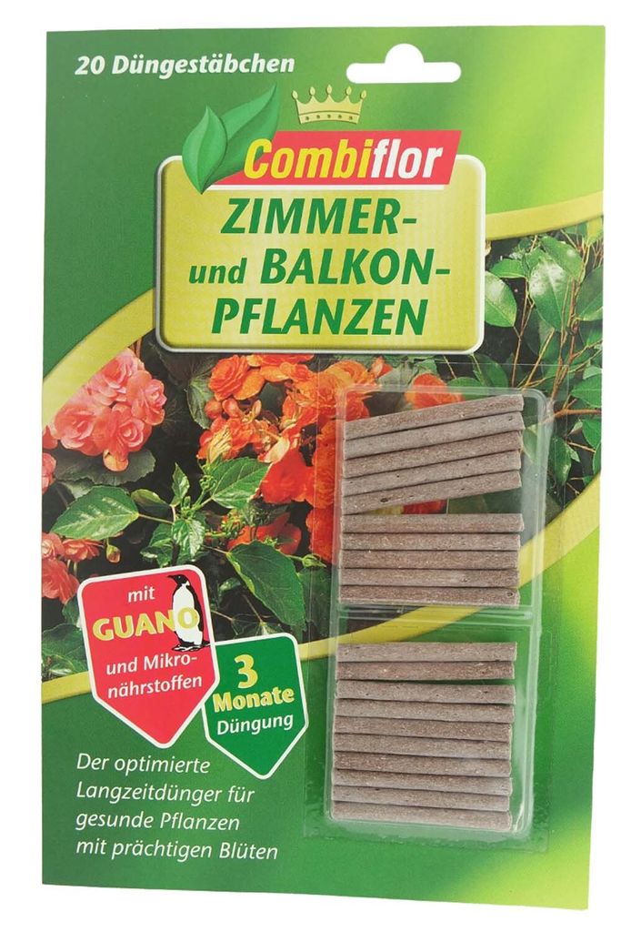 Düngestäbchen mit Naturguano 20 Stäbchen – Für prachtvolle Zimmerpflanzen & Balkonpflanzen – 3 Monate Nährstoffversorgung
