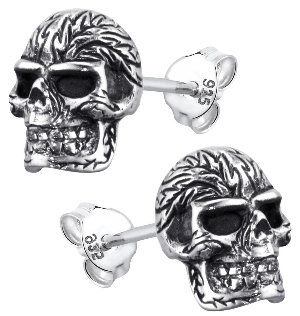 MATERIA Herren Ohrstecker Totenkopf Schädel aus 925 Silber Produktbild 