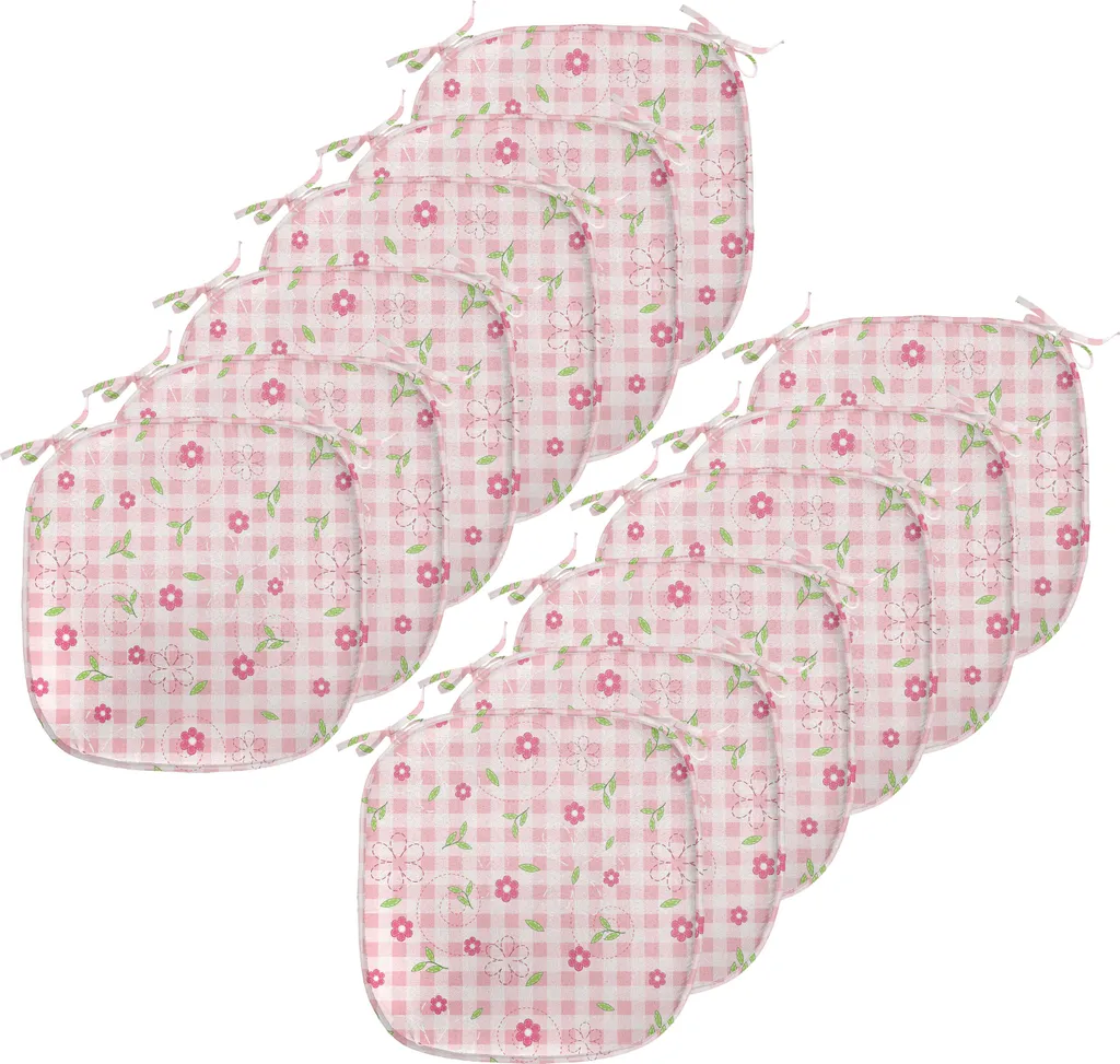 Set 12 Cuscini Sedie 40x40 Impermeabili ABAKUHAUS Rosa Bianco