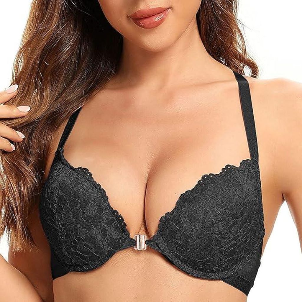 SHEKINI Spitzen-BH Push-Up-BH mit Bügeln Schwarz 85C