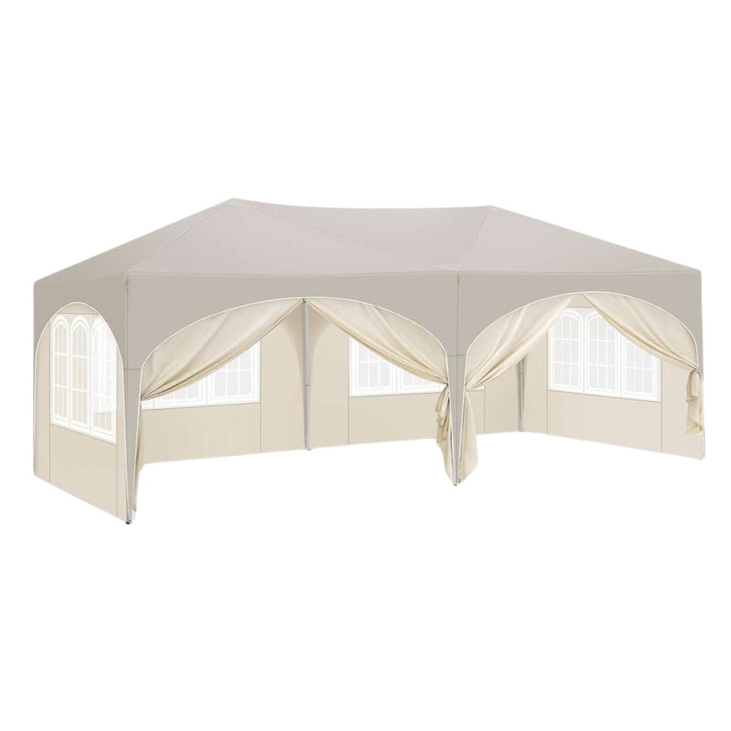 Partyzelt XL – Mit Seitenwänden – Gelb – 300x600 cm – Faltbar – Easy-Up Pavillon – Wasserdicht und wetterfest – Höhenverstellbar