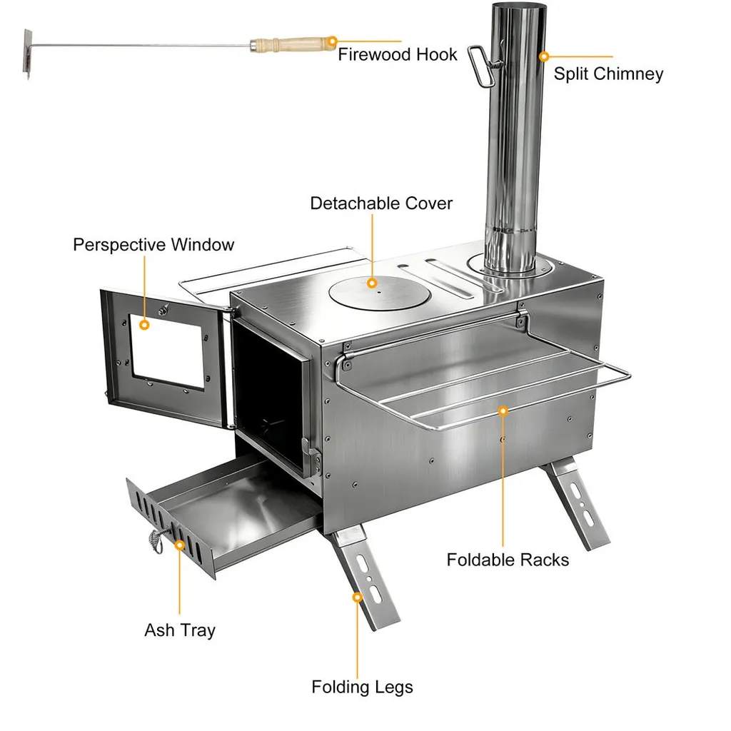 Poêle à Bois Inox avec 7 Conduits Modulables pour Chauffage Extérieur - 3