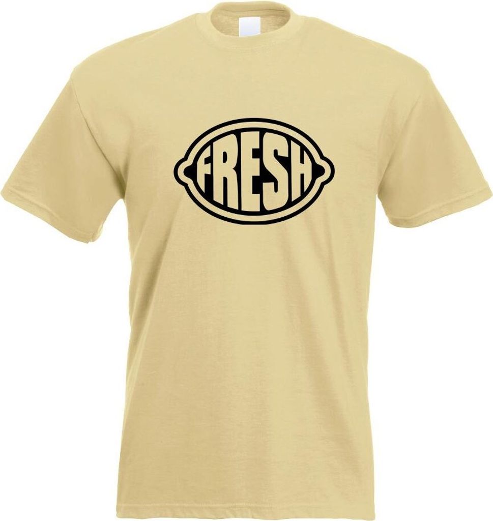 Kiwistar - T-Shirt - Khaki - Fresh Zitrone Motiv Bedruckt Funshirt Design Print - mit Motiv Bedruckt - Funshirt Design - Sport - Freizeit - Herren - M