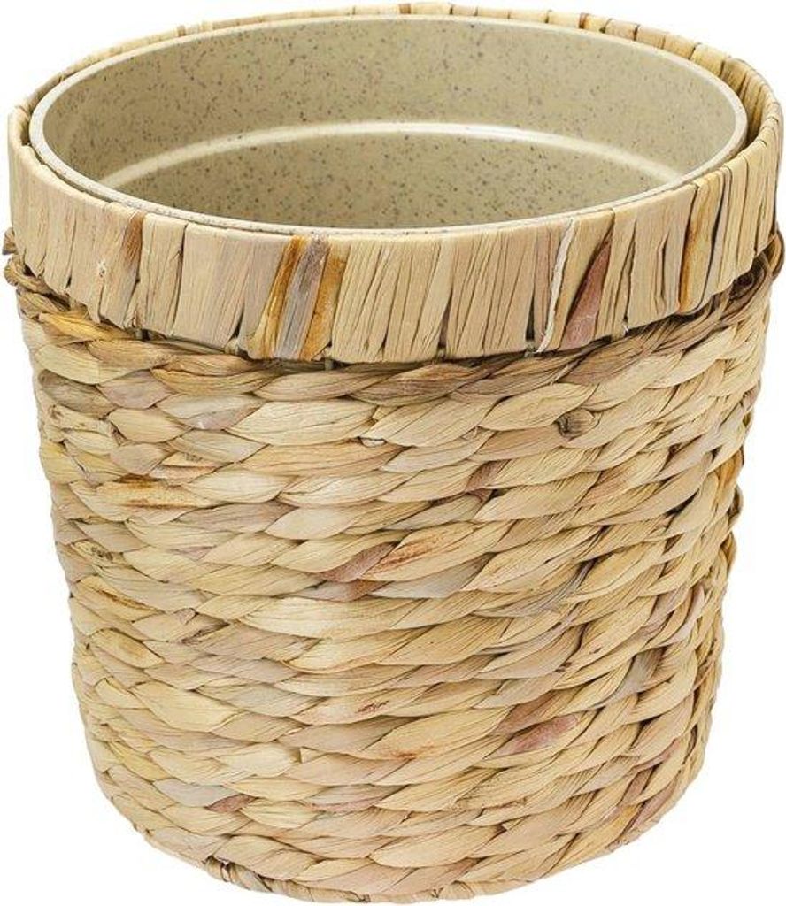 Blumenkorb aus Wasserhyazinthen mit Pflanztopf aus nachhaltigen Materialien - Durchmesser 25 cm, innovatives Design