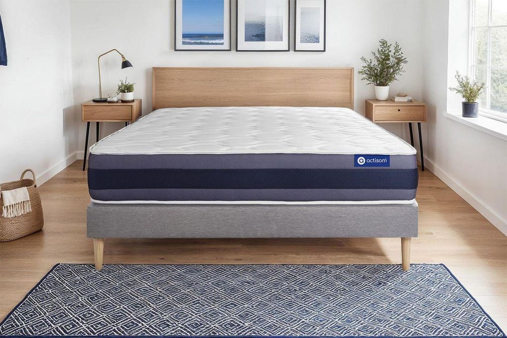 Actiflex morpho matratze 120x190cm + Bettgestell mit lattenrost - Dicke : 24cm - Taschenfederkern und Memory-schaum - H3