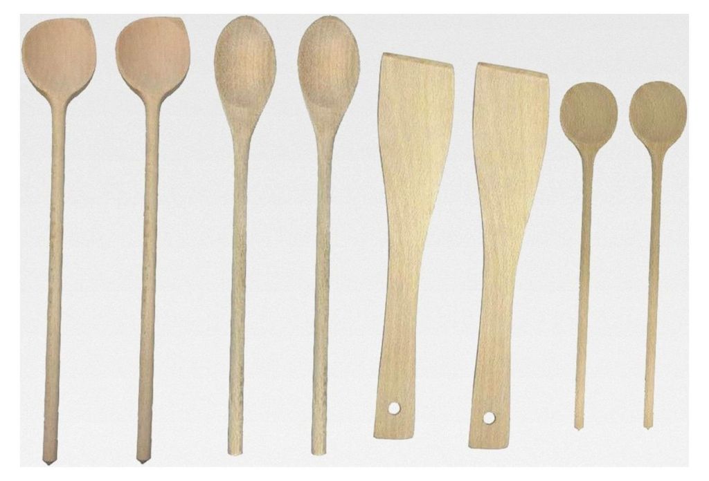 8-teiliges Kochlöffelset aus Holz – Küchenhelfer Set 25-35 cm Holzkochlöffel Rührlöffel inkl. Pfannenwender Holz - HERGESTELLT IN EUROPA
