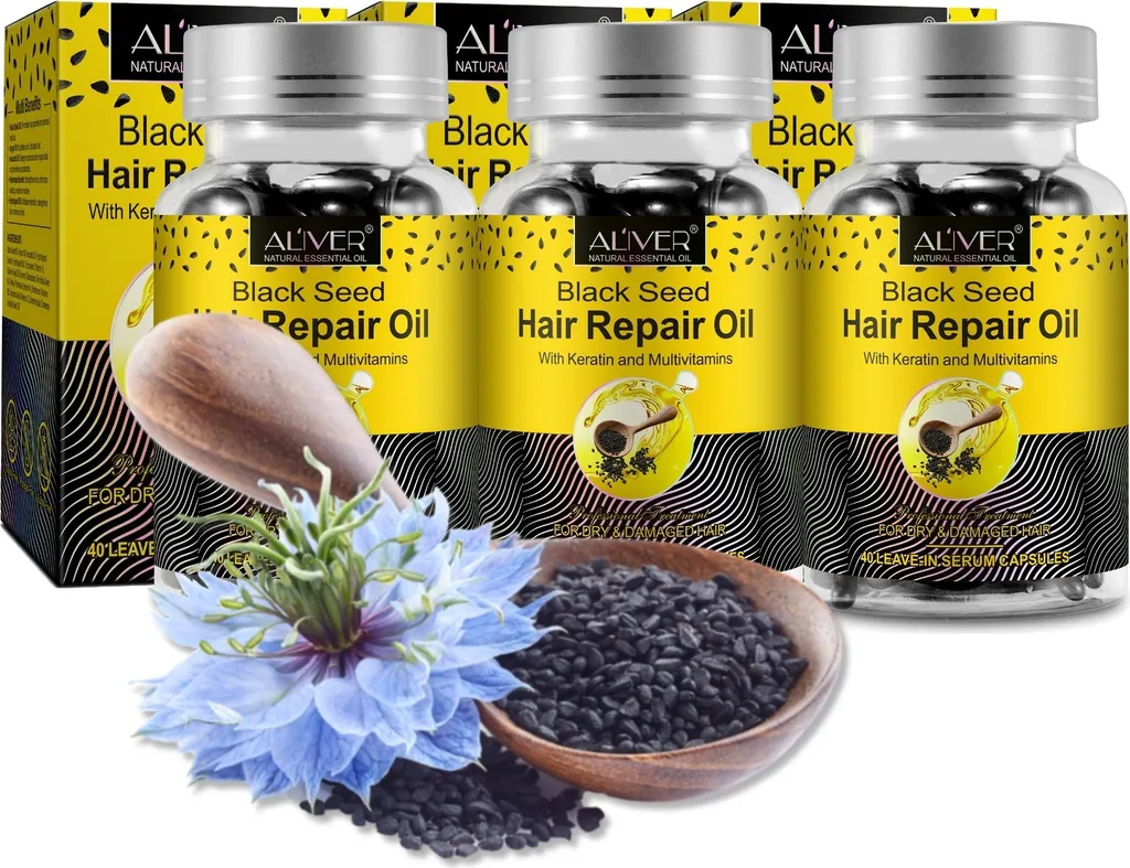 Olio di cumino nero per capelli olio per la crescita dei capelli cuoio capelluto cura dei capelli in capsule biologico vegano, 3x 40 capsule